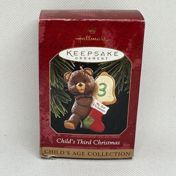 Hallmark 1998 "Child's Third Christmas" Bear Age Stocking Keepsake Ornament - Picture 3 of 5
